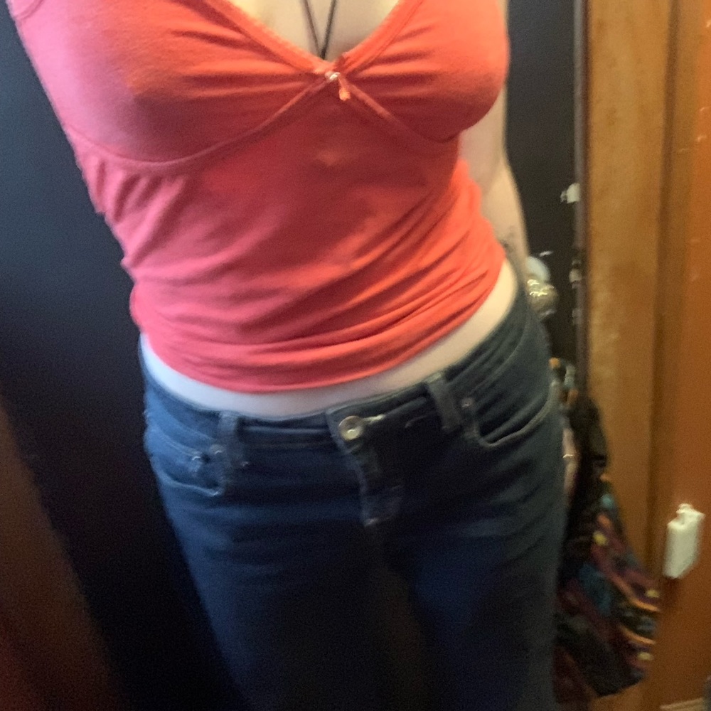 Early 2000s Vintage Red Lace and Cotton TankTop